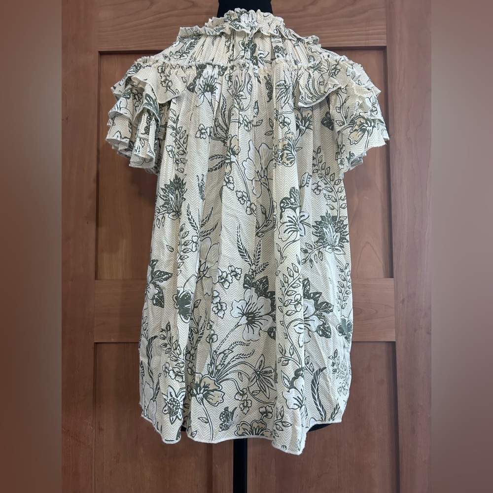 Elan Cream and Gray Floral Blouse - Picture 2 of 5